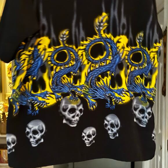 Genuine Ocean Current Original Hawaiian Shirt Chinese Dragons & Skulls Mens Sz L - Picture 12 of 13